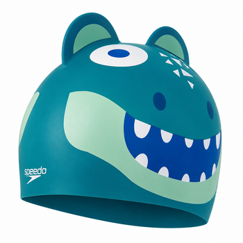 Шапочка для плавания Speedo Croc PRT Character Cap, взрослая, силиконовая, зеленая, универсальный размер OSFM (8-12240D680)