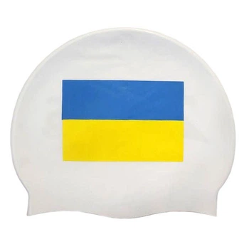 Шапочка для плавания Zoggs Logo Ukraine, взрослая, силиконовая, белая, универсальный размер OSFM (455196.DAMFWH)