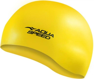Шапочка для плавания AQUA SPEED Mono, силиконовая, желтая, универсальный размер OSFM (111-18)