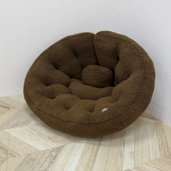Безкаркасне крісло-кокон трансформер хутряне Teddy 160х80 см коричневе