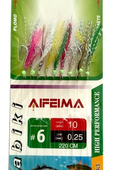 Самодур AFEIMA SABIKI ART 20024 № 6 (10 крючков) Multicolor (ставрида, сарган, луфар)
