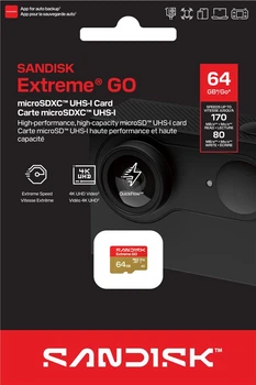 Карта пам'яті SanDisk microSD 64GB C10 UHS-I U3 A2 V30 R170/W80MB/s Extreme GO