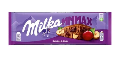 Шоколад плитка Milka mmMAX Raisins&Nuts Milk Chocolate Мілка Молочний з родзинками на горішками 300г