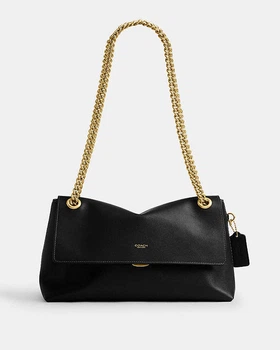 Сумка жіноча Coach Chelsea Shoulder Bag 30 With Chain CDS61 чорна/натуральна шкіра