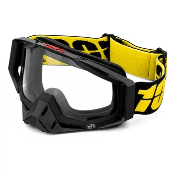 Мото очки 100% C30 Black + Yellow для кроссового шлема ветрозащитные солнцезащитные