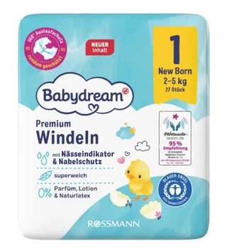 Підгузники Babydream 1, 2-5 кг - 27 шт в пачці