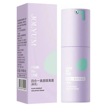 Праймер для обличчя з матуючим та зволожуючим ефектом Jolyum Four in One Plain Makeup Isolation Cream (Фіолетовий), 30 мл