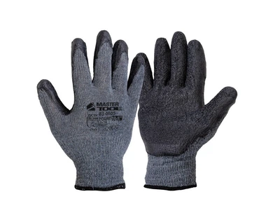 Рукавички бавовняні MASTERTOOL CRINKLE LATEX COTTON утеплені латексне покриття долоні 10.5" 12 пар сіро-чорні 83-0605
