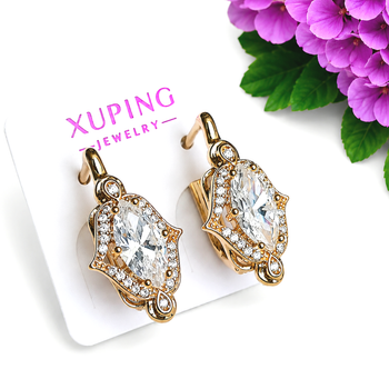 Серьги Xuping Jewelry длина 2см ширина 1см медицинское золото позолота 18К с1697