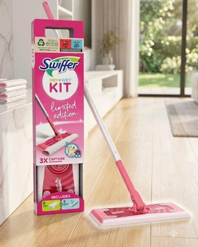 Швабра-система 2-в-1 Swiffer Mop Dry+Wet Kit Limited Edition (Рожева) + Набір серветок 11 шт