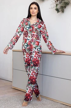 Яркая пижама женская с кантом П1900 Гранат, 3XL (52-54)