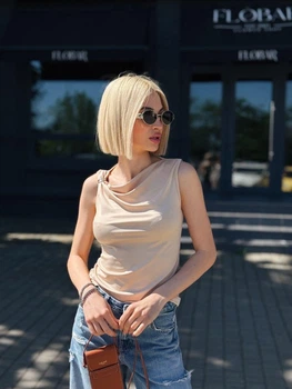 Асиметричний жіночий топ Fashion 50/52 бежевий