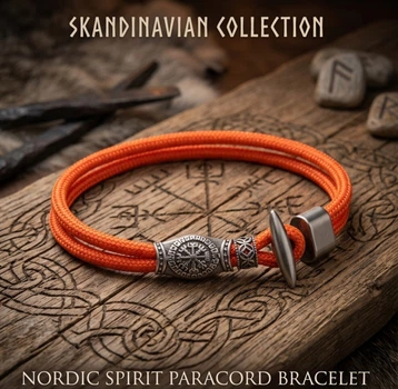 Браслет скандинавський Vegvisir Rad H/M червоний паракорд з руною оберіг вікінгів