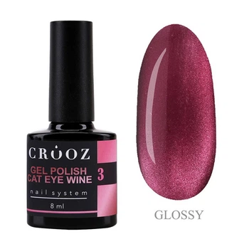 Гель-лак кошачий глаз Crooz Cat Wine №03, розовый с малиновым подтоном, 8 мл – магнитный кошачий глаз с винным 3D-эффектом Berry V