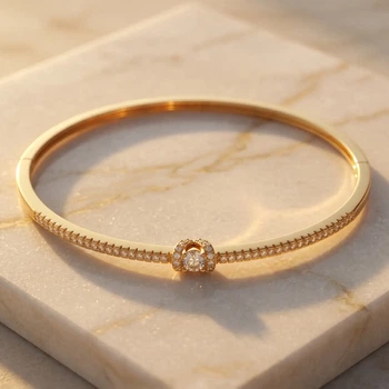 Женский браслет с камнем в центре (Gold)