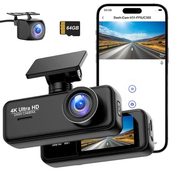 Автомобильный видеорегистратор V31 4K Ultra HD с Wi-Fi и IPS-дисплеем, двухкамерный регистратор в авто с камерой - Б/У