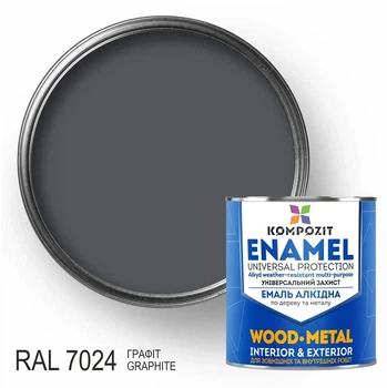 Эмаль алкидная Kompozit графит матовая RAL 7024 0,9 кг.