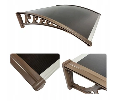 Козырек для двери из поликарбоната Metal-gum KlasK80x120 120 х 80 см навес для балкона Темно-коричневый