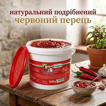 Соус острый перец натуральный Univer Eros Pista рубаный ведро 2,5 кг