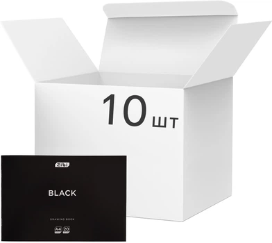 Набор альбомов для рисования ZiBi Black А4 на скобе 20 листов х 5 шт (ZB.1423-01)