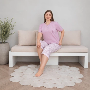 Пижама (футболка+капри) женская Трикотаж 3XL розовая Lilac MIRANO Mir6702