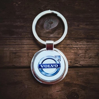 Металлический брелок Volvo - Брелок для ключей автомобиля Вольво - Chaban Souvenir - Автомобильный сувенир / Подарок автомобилисту, круглый (цвет металлик) ZSM_08