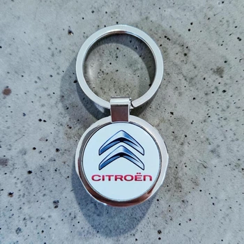 Металлический брелок Citroen - Брелок для ключей автомобиля Ситроен - Chaban Souvenir - Автомобильный сувенир / Подарок автомобилисту, круглый (цвет металлик) ZSM_13