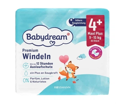 Підгузники Babydream 4+, 9-15 кг, 36 шт в пачці