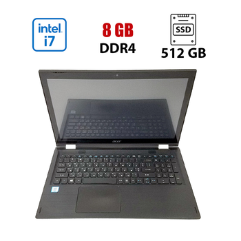 Ультрабук Acer Spin SP315-51 / 15.6'' (1920x1080) TN / Intel Core i7-6500U (2 (4) ядра по 2.5 - 3.1 GHz) / 8 GB DDR4 / 512 GB SSD / Intel HD Graphics 520 / WebCam / Win 10 Lic б/в