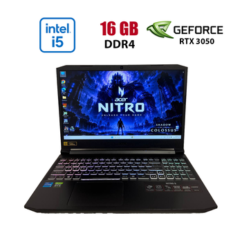 Ігровий ноутбук Б-клас Acer Nitro 5 AN515-57 / 15.6" (1920x1080) IPS / Intel Core i5-11400H (6 (12) ядер по 2.7 - 4.5 GHz) / 16 GB DDR4 / 512 GB SSD / nVidia GeForce RTX 3050, 4 GB GDDR6, 128-bit / HDMI / WebCam б/в