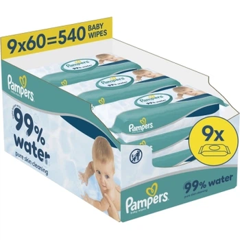 Детские влажные салфетки Pampers 99 Water 60 шт х 9 пачок (540 шт) (8006530116459)