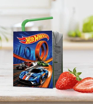 Наклейка на сок "Хот Вилс. Hot Wheels" 6,3x8,4 см