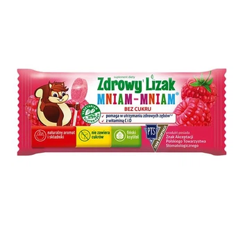 Натуральный полезный леденец без сахара Zdrowy Lizak (Mniam-Mniam Denti-Pop) с ксилитом, малина 6 г