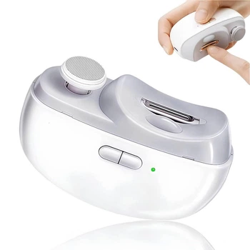 Электрическая машинка для стрижки ногтей с полировкой Bodasan с LED-подсветкой и USB Type-C Белая (DNL5)