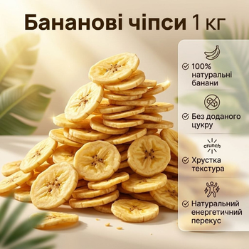 Банановые чипсы 1000 г натуральные фрукты сушеные без сахара