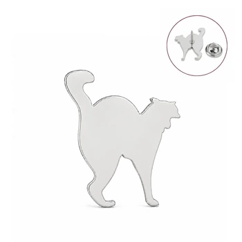 Значок из стали BROCHE брошь бижутерия Животные Кот серебристый BRGV115235