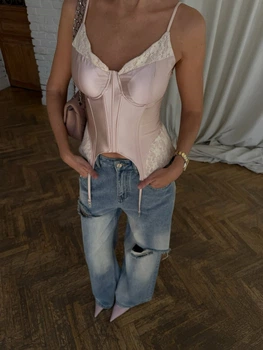Корсет с кружевом - Classyme - S - Розовый - (30bod)