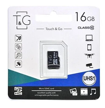 Карта памяти microSDHC (UHS-1) 16GB class 10 T&G (без адаптера)