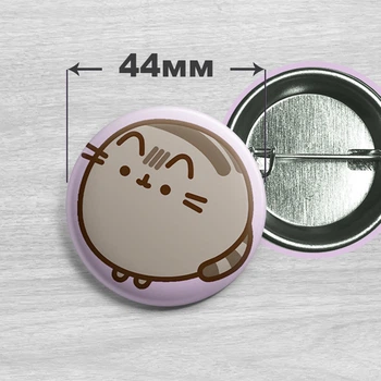 Значок кот Пушин / Pusheen the cat. №23. 44мм