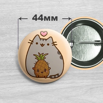 Значок кіт Пушин / Pusheen the cat. №17. 44мм