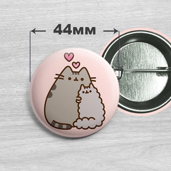 Значок кот Пушин / Pusheen the cat. №7. 44мм