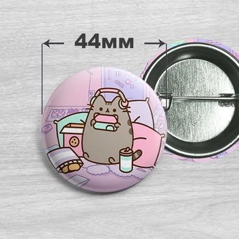 Значок кіт Пушин / Pusheen the cat. №6. 44мм