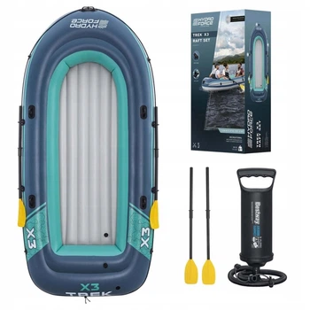 Надувний човен Bestway Hydro-Force Trek X3 61154 294x137 см, 3-місний човен для риболовлі, відпочинку, озера, з веслами та насосом, до 360 кг