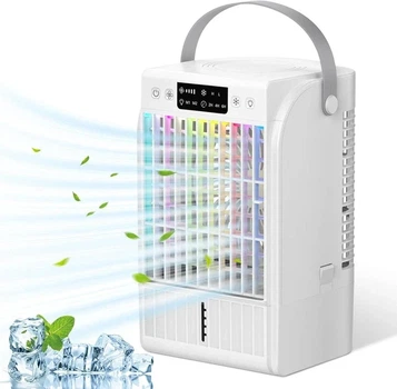 Портативный воздушный охладитель (кондиционер) Air Cooler F22 с LED-подсветкой и таймером, белый - Б/У