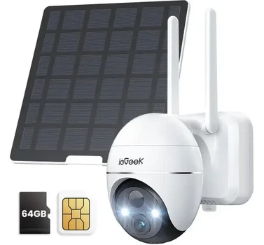 Автономная 4G LTE камера видеонаблюдения ieGeek ZY-G1 на солнечной батарее, Беспроводная поворотная PTZ IP камера с - Б/У