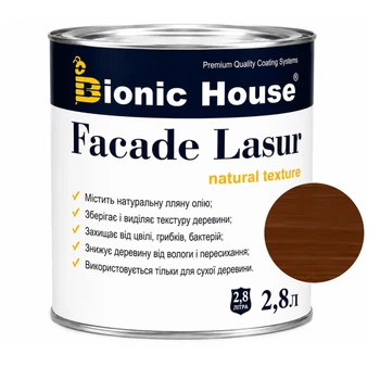 Фарба для дерева FACADE LASUR Bionic-House 2,8л Горіх