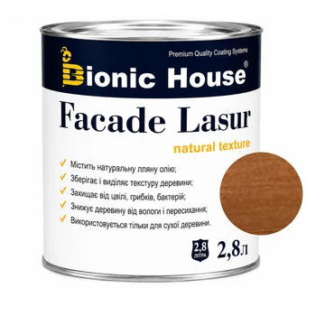 Фарба для дерева FACADE LASUR Bionic-House 2,8л Тік