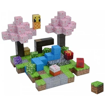 3D магнитный конструктор Magnetic Cube "Cherry Blossom Party" детский магнитные блоки 128 деталей в стиле Minecraft (AA1053)
