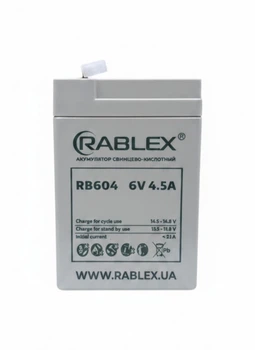 Аккумулятор герметичный перезаряжаемый Rablex RB604 6В 4,5Ач 4500 мАч