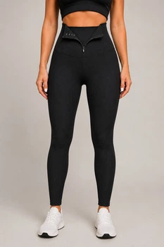 Лосины женские Fashion T-2 в рубчик с корсетом на молнии и эффект push-up 2XL черные